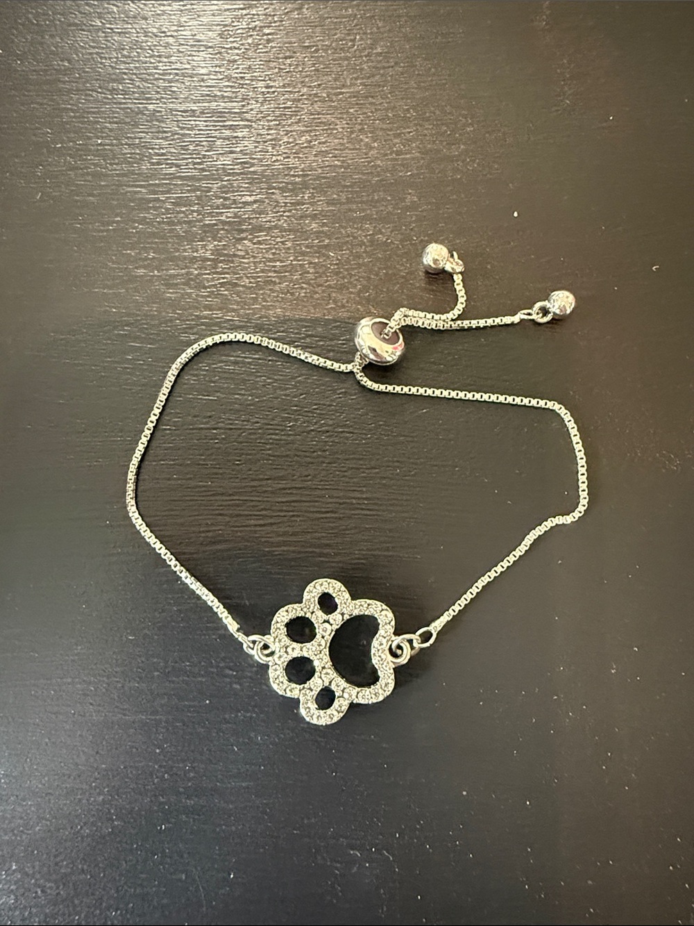 Paw Print Crystal Bracelet - Silver